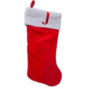 Unbranded 19" Hanging Christmas Stocking Red White Initial  "J"  New No Tags